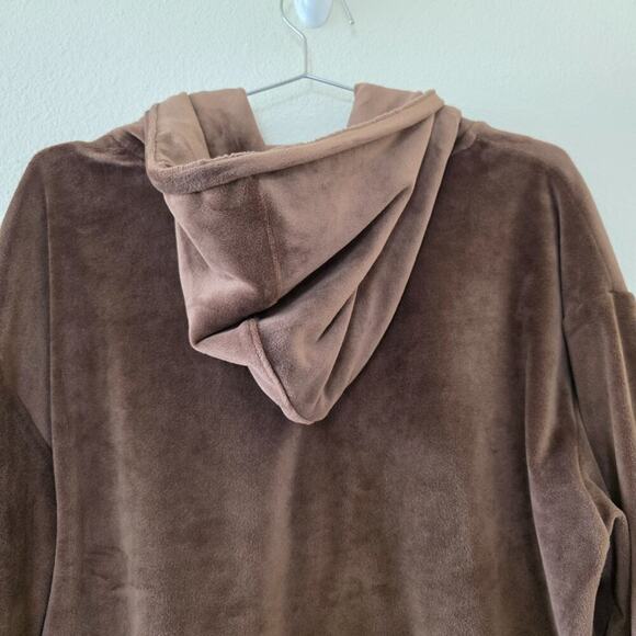 SACRE Brown Velour Zip Hoodie Jacket Womens Size Large Long Sleeve - Picture 6 of 10